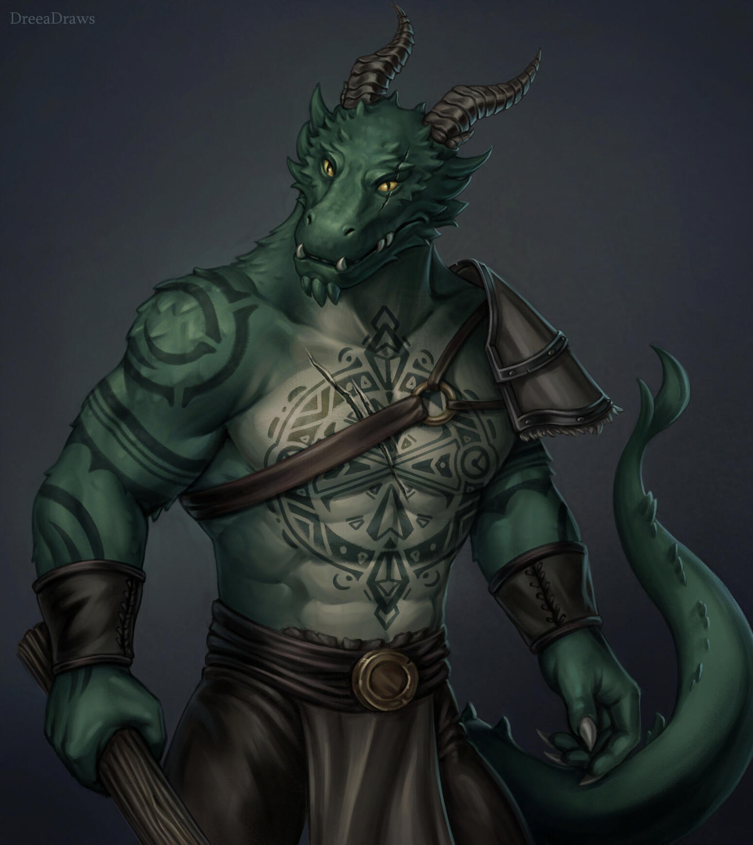 Noxis, Dragonborn Barbarian, commissioned by bheaboo